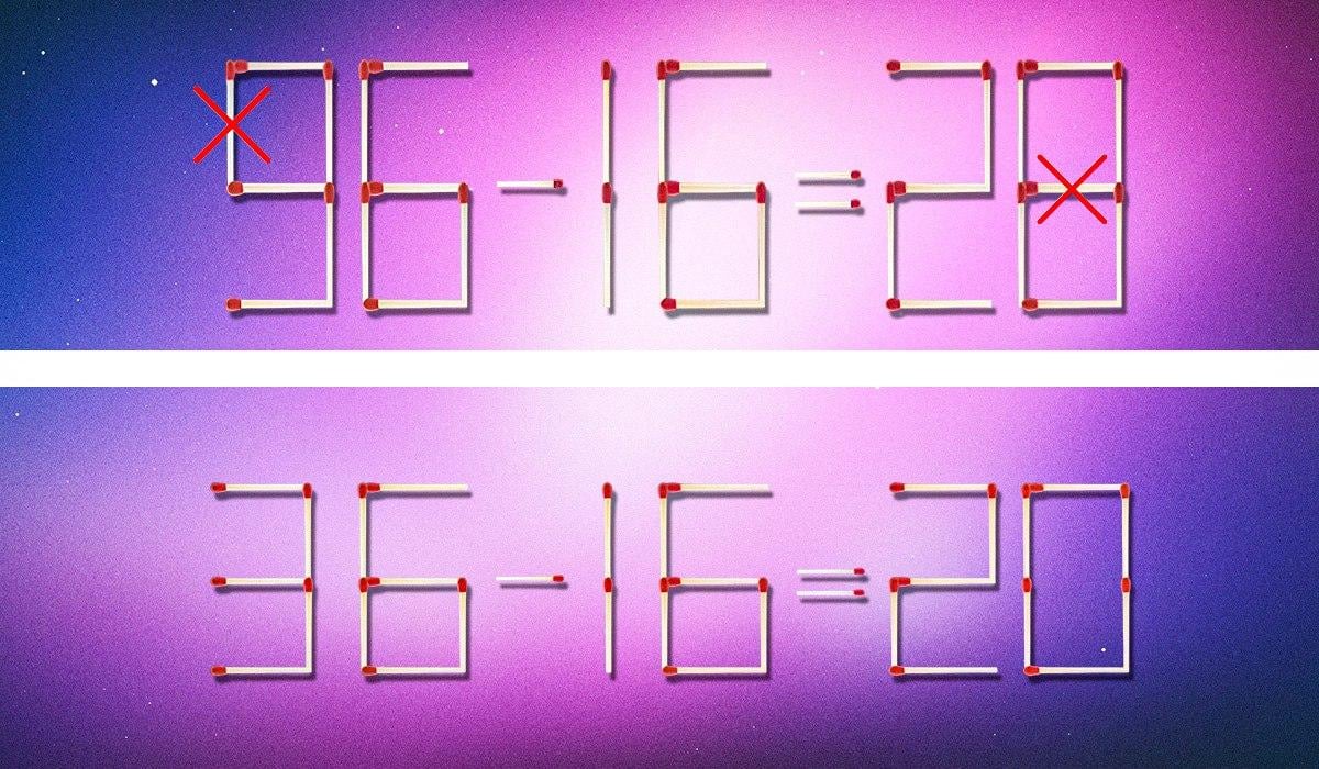 Konieczne jest przekreślenie 2 zapałek, aby równość była poprawna: łamigłówka dla geniuszy