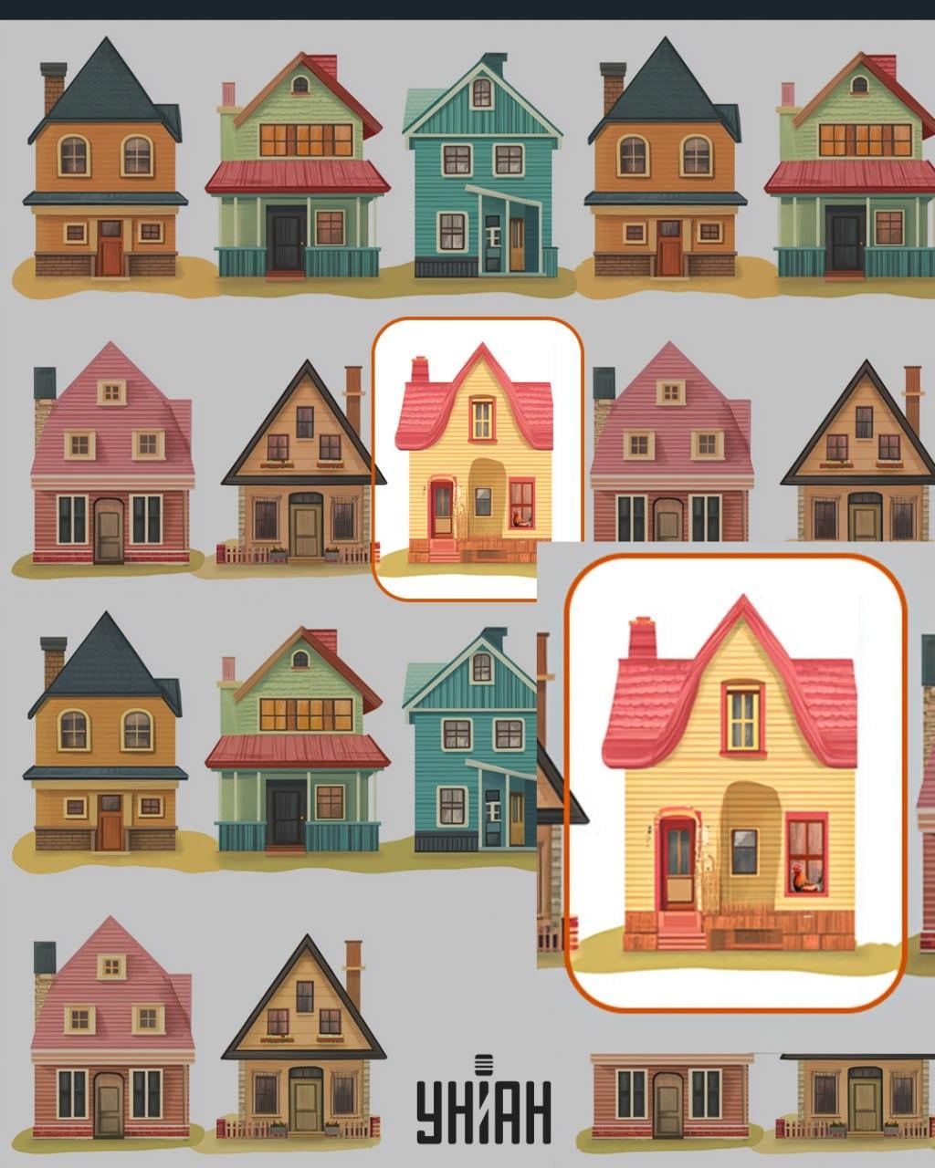 Kogut w oknie jednego z domów / kolaż Moje